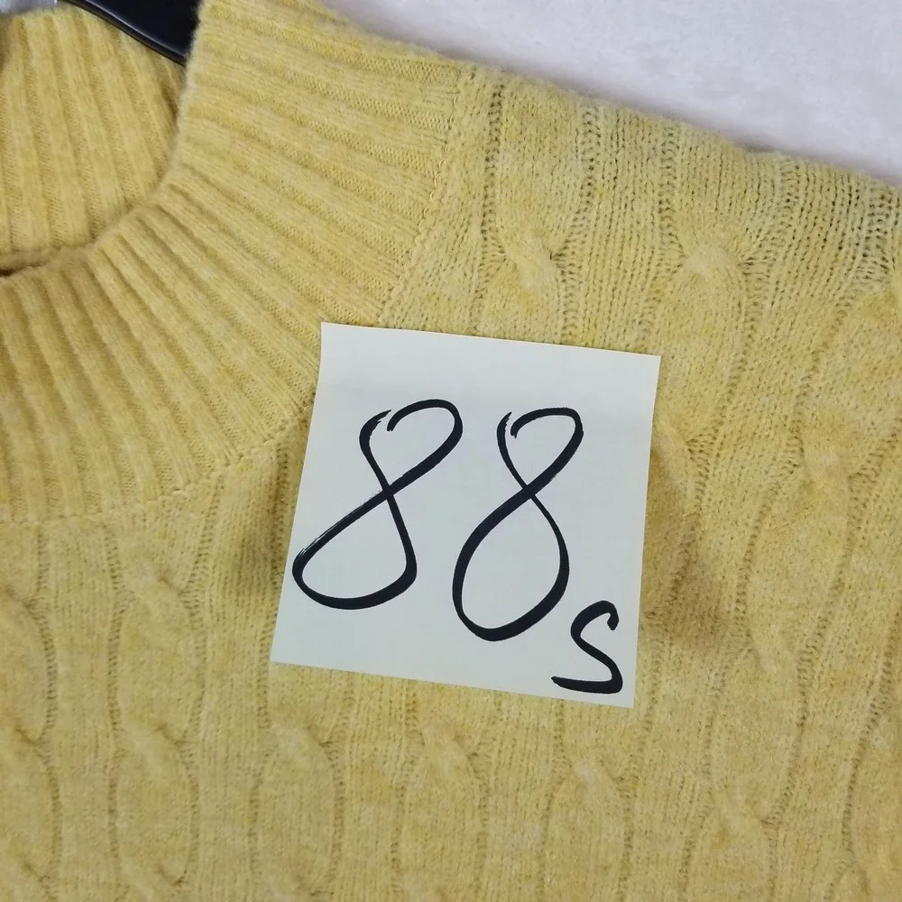 J. Crew Extra-Soft Yellow Cable Knit Mock Neck‎ Sweater Womens 2X Pullover